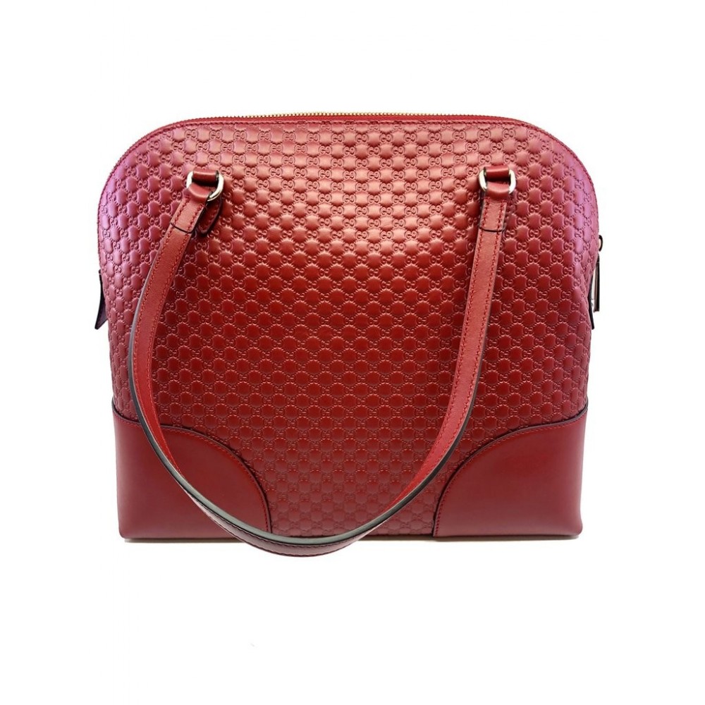 Gucci Women&#39;s Microguccissima Red Soft Calf Leather Medium Dome Handbag Tote 449243
