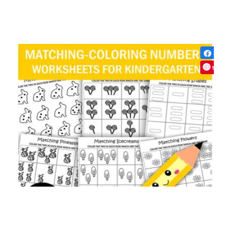 Kindergarten Worksheets - Matching - Coloring Numbers Shapes