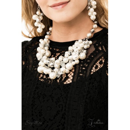 The Lauren - White Pearls and Faceted Crystal-like Beads, Necklace Set - Zi Collection - Signature Series 2019