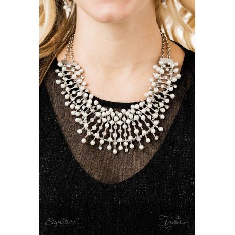 The Leanne - White Pearls and White Rhinestones Necklace - Zi Collection - Signature Series 2019