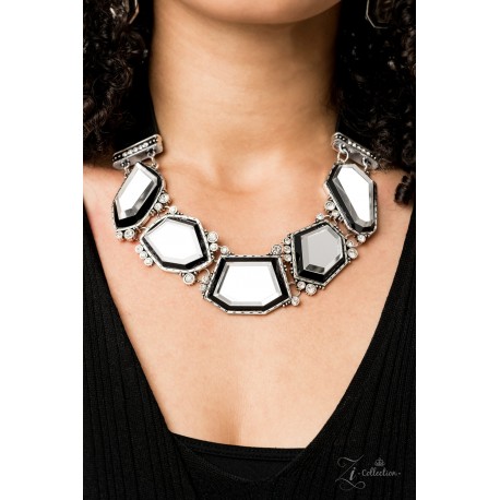 Rivalry - Leather Strips with Glassy Geometric Gems, Necklace Set- Zi Collection 2019