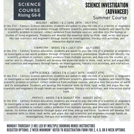Science Investigation Advanced (Summer)