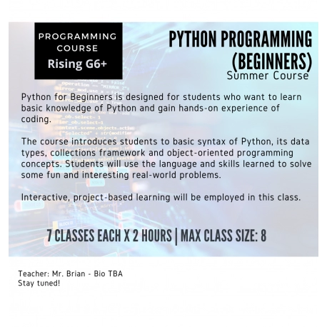 Python Programming Beginners (Summer)