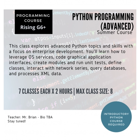 Python Programming Advanced (Summer)