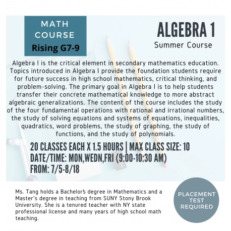 Algebra 1 (Summer)