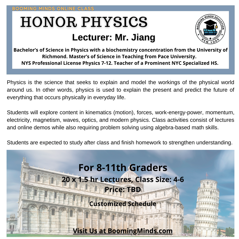 AP Physics 1 - Booming Minds Online Class