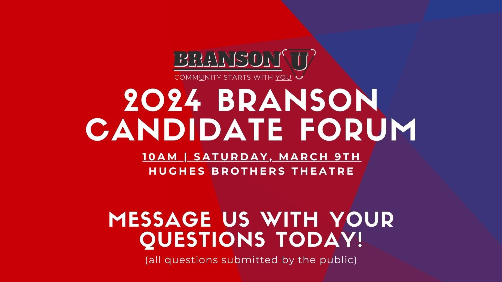 2024 Candidate Forum on March 9 at Hughes Theatre