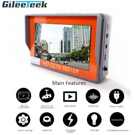 5/4.3 Inch 5/8MP CCTV Camera Tester AHD Tester Monitor TVI CVI CVBS Tester Monitor HD Display Portable Video Tester with LED