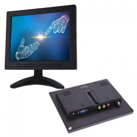 8 inch TFT LCD Color Video Monitor CCTV Monitor Screen VGA BNC AV Input for PC CCTV Security Remote and Stand Rotating Screen