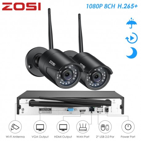 ZOSI H.265 1080P 8CH Wireless Security CCTV Camera System
