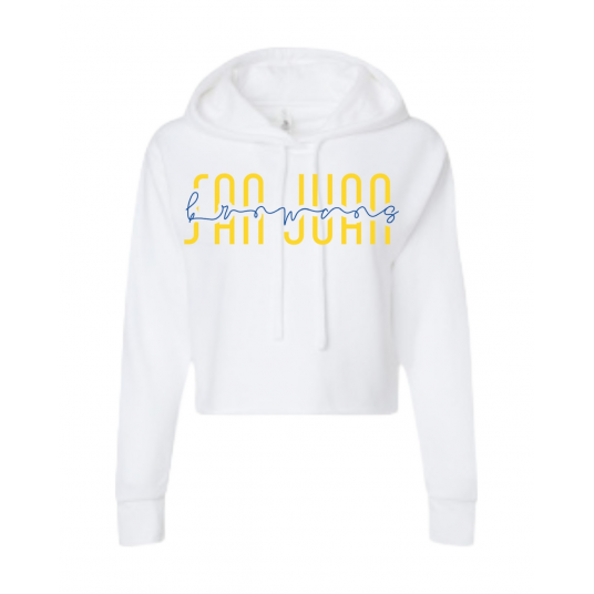 White Cropped Broncos Hoodie