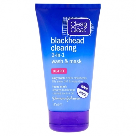 CLEAN & CLEAR BLACKHEAD CLEARING 2-IN-1 WASH AND MASK
