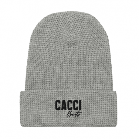 Waffle Beanie | Black Logo | Embroidery