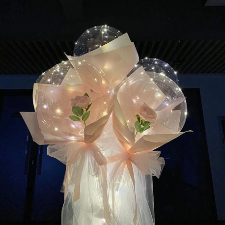 Flower Bouquet Crystal Bubble Balloon Christmas Wedding Birthday Party Video Decorations Supplies LED Luminous Transparent Gift