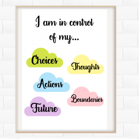 Social Worker Office, Work Poster School, I Am In Control, Mental Health Wall Art Counselling Signs Care Love Psychotherapy