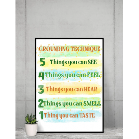 Grounding Technique Poster Counsellor Office Decor Digital School Mindfulness Therapist Sign Kids Mental Health Poster