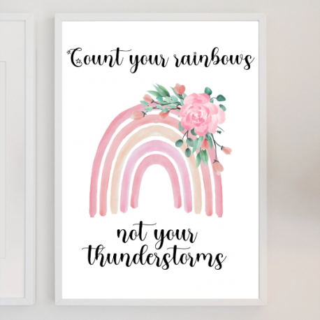 Pastel rainbow art, Watercolour wall art, Kids print, Bedroom art, Digital Download, Motivational quotes, Pink pastel