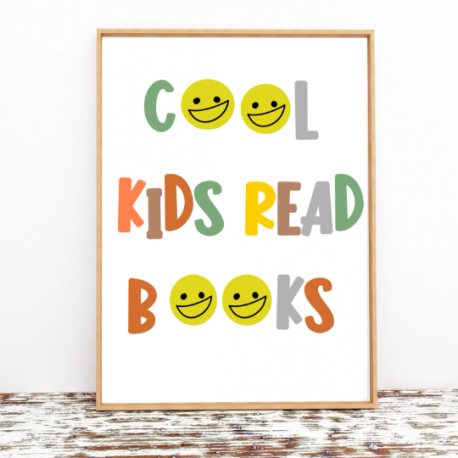 Cool Kids Read Books digital print, Classroom quotes, Digital Download, Children's poster, Children's bedroom, Playroom decor