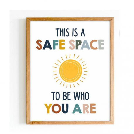 This is a safe space poster, safe place sign, Mental health poster, Therapy office decor, school counselor office decor, calm do