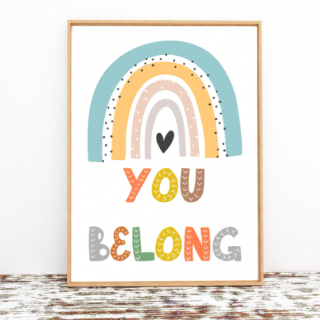 Nursery Poster digital print, You Belong, Digital Download, Colourful Crayons, Children's bedroom, Playroom decor, Kids Quotes