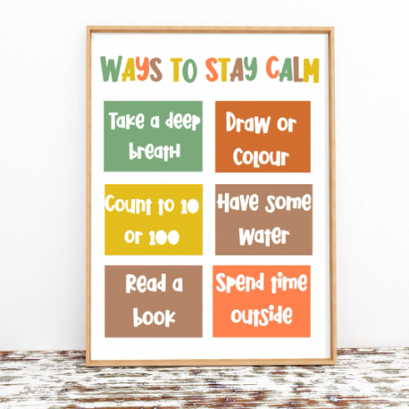 Ways To Stay Calm digital print, Classroom quotes, Digital Download, Children's poster, Pastel print,  Student print, Informatio