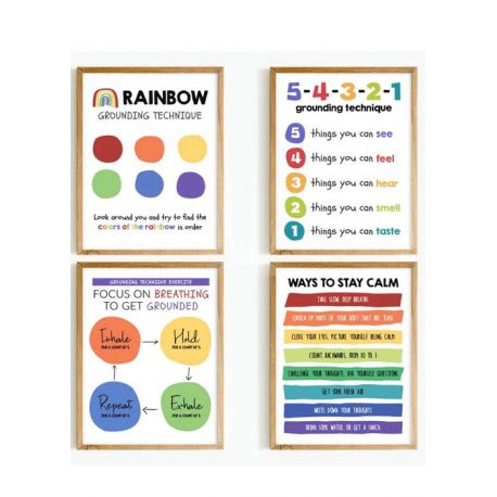 Grounding technique posters bundle set, mental health, Therapist School Psychologist, Office Decor, School, Counselor, anxiety,