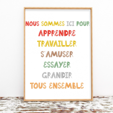 French classroom decor digital print, We are here to..., Digital Download, Kids Bedroom Decor, equality Posters, Classroom art