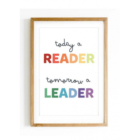 Today a Reader Tomorrow a Leader, colorful classroom decor, library poster, classroom decor, homeschool, Reading print, rainbow 
