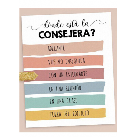 Spanish, dónde está la consejera, School Counseling Office Sign Door, Where is the counselor, School counselor office, Therapy o