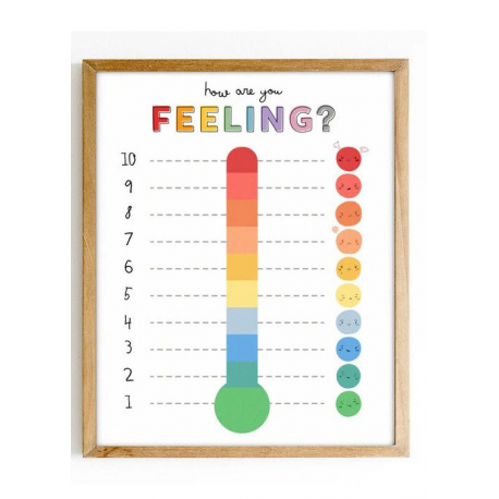 Rainbow Feelings thermometer, Feelings poster, Feelings chart, Self regulation poster, therapy office, Mental health, Zones of r