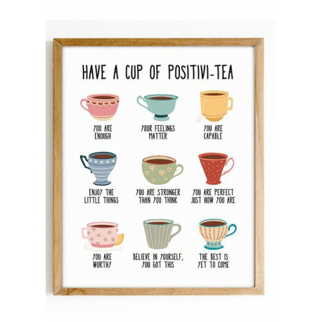 Positivi-tea Positivity Self Affirmation print, Positive Self-talk Mental health poster, Therapy office decor, School Counselor 