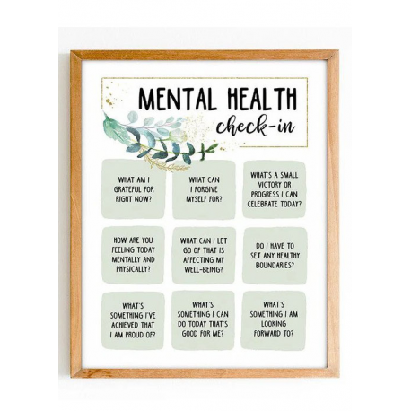 Mental health check-in, Psychotherapy Office Art, daily affirmations wall art, therapist office decor, psychotherapy poster, CBT