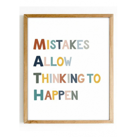 Mistakes Allow Thinking To Happen Print, Boho Math Classroom Print, Math Printable wall art, Boho classroom decor, It's ok to ma