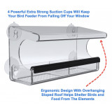 Window Bird Feeder For Outside Use with Strong Suction Cups and Removable Tray