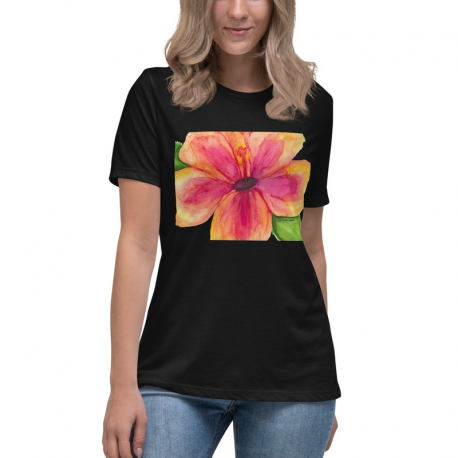 Pink Hibiscus Women's Relaxed T-Shirt | Bella + Canvas 6400