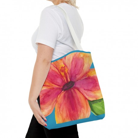 Pink Hibiscus Watercolor Tote Bag