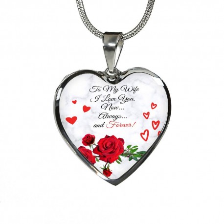 To My Wife I Love You Stainless Heart Shape Pedant with Snake Chain