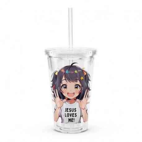 Jesus Loves Me Christian Clear Plastic Tumbler