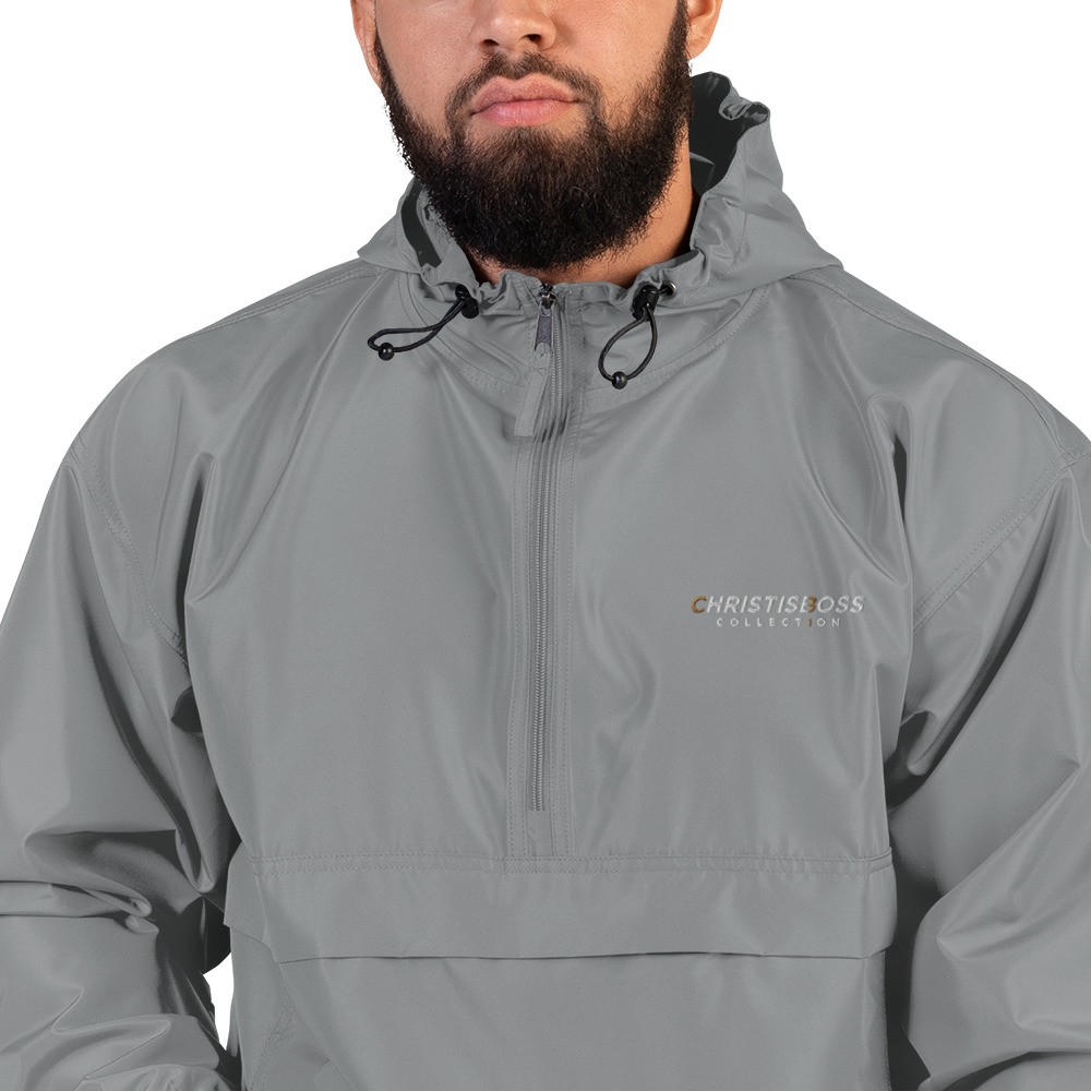 Christ Is Boss Champion Packable Jacket Grey