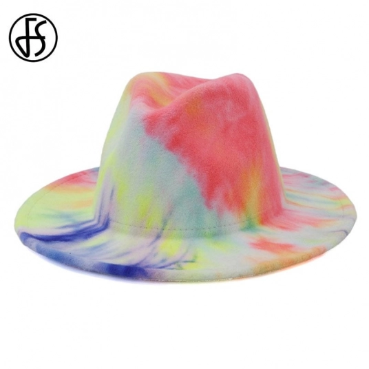 (Women Wool Fedora Hat) Wide Brim Vintage Gangster Trilby Felt Hats Jazz Caps Hats