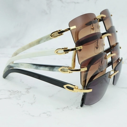 Luxury Square Sunglasses Genuine Buffalo Horn Glasses Mens Brand Designer Sunglasses Vintage Carter Buffs Rimless carters glass