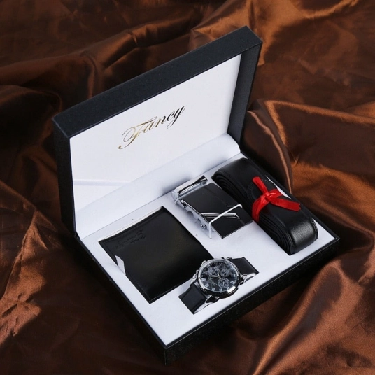 Man Watch Set With Box Leather Belt Men Wallets Watch Mens Luxury Quartz Wrist Watch Set For Fathers Day Gift Relogio Masculino