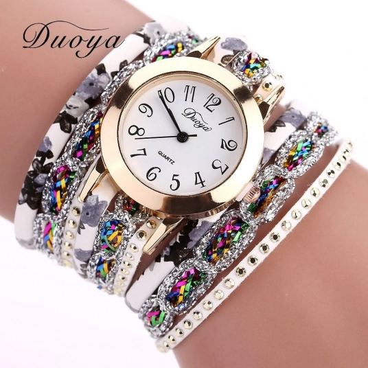 2021 Fashion Women Flower Print Bracelet Watches Ladies Popular Quartz Wristwatch Female Casual Wrist Watch relógio feminino