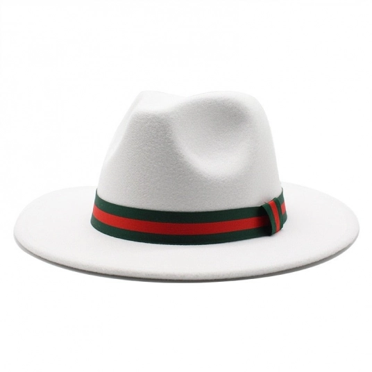 (Gangster Fedora Hats) Men's Wide Brim Wool Jazz Fedora Hats Trilby Cap Gambler Hat