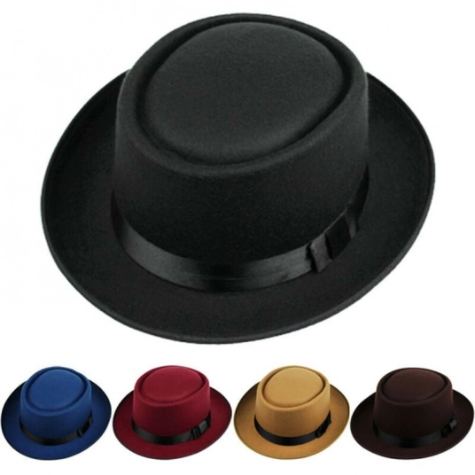 (Men's Felt Fedora Hats) Men Fedora Hat Classic Vintage Bowler Wool Felt Hats