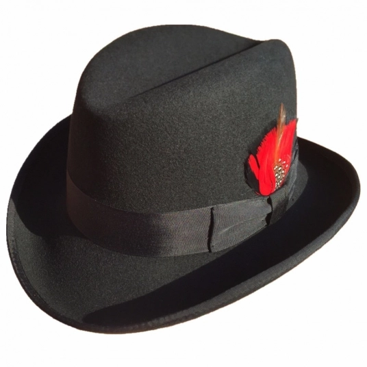(Classic Fedora Hat) Wool Felt Homburg Godfather Fedora Bowler Hat