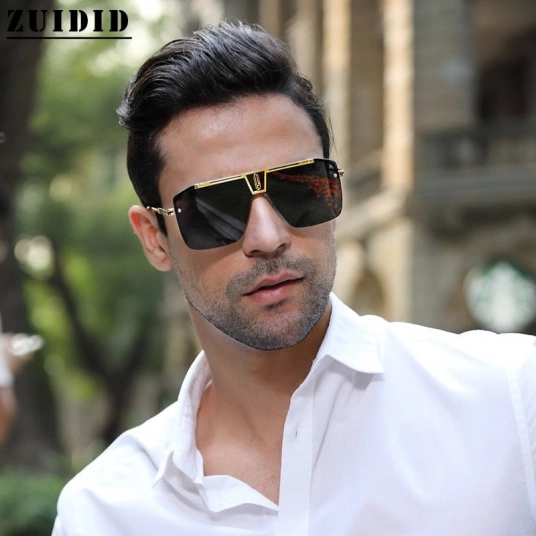 2021 New Style Rimless Luxury Square Man Sunglasses Fashion Tide TwoTone Sunglasses Women Big Box Vintage Glasses Lentes De Sol