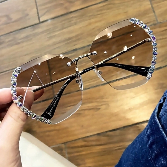 2020  Vintage  Retro Sunglasses Women Men 2020 Fashion Rimless Glasses Pink Gradient Sun Glasses Women UV400 Shades Oculos