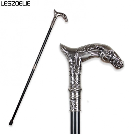 Horse Head Luxury Fashion Walking Stick Man Decorative Walking Cane Women Vintage Metal Canes Men Decoration Walking Stick