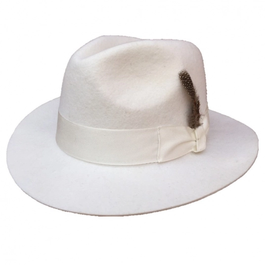 (Classic White Fedora Hat) Men 's  Wool Felt Fedora Hat  Godfather Hat American Style